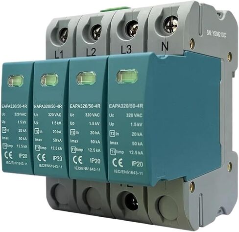 4P AC Surge Protector T1 + T2، 3 المرحلة 220V 320V 385V 440V، جهاز حماية SPD مع اتصال التنبيه in Saudi Arabia