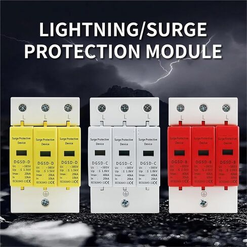 AC 3P House Surge Protector 10-20KA 20-40KA 30-60KA 385V 2P+N جهاز حماية الطاقة الشمسية الكهروضوئية ذو الجهد المنخفض (20-40KA) in Kuwait