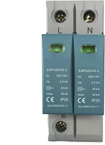 2P Surge Protector 20KA-40KA, AC75V-AC420V House 220V, Arrester T2,Din Rail Installation(AC 275V) in Saudi Arabia