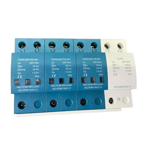 3 + NPE Surge Protector T1 + T2، 100KA AC SPD، جهاز حماية التيار المتردد 275 فولت 320 فولت 385 فولت 440 فولت، صواعق (3 NPE 385 فولت، مع RC) in Kuwait