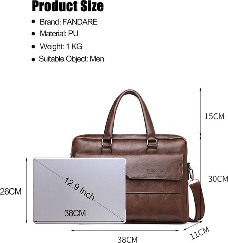 حقيبة رسول حقيبة Men Messenger Bag Pu Leather Leather Fit 12.9 بوصة كتف محمول حزمة للعمل المحترف في مكتب الأعمال التجارية Crossbody أكياس أسود in Saudi Arabia