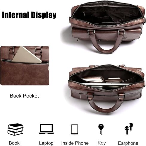 حقيبة رسول حقيبة Men Messenger Bag Pu Leather Leather Fit 12.9 بوصة كتف محمول حزمة للعمل المحترف في مكتب الأعمال التجارية Crossbody أكياس أسود in Saudi Arabia