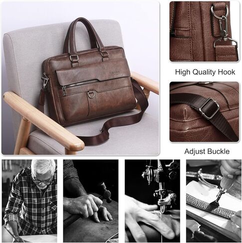 حقيبة رسول حقيبة Men Messenger Bag Pu Leather Leather Fit 12.9 بوصة كتف محمول حزمة للعمل المحترف في مكتب الأعمال التجارية Crossbody أكياس أسود in Saudi Arabia