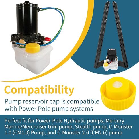Pump Reservoir Cap Replacement for Power-Pole Hydraulic Pumps & Mercury Trim Pumps, Yellow Oil Tank Cap Fits for Power Pole Stealth Pump, C-Monster 1.0 (CM1.0) & C-Monster 2.0 (CM2.0) Pump in Kuwait