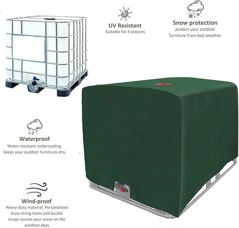 IBC Tote cover, Water Tank Protective Cover IBC Tote for 275 Gallon Tarpaulin Protective Hood for Tank Container Water (Green) in Saudi Arabia