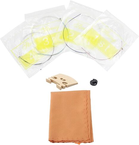 4 in 1 Violin Cleaning Cloth Kit, Stainless Steel Violin Strings, Wood Bridge & Cleaning Cloth Kit, Replacement Set with & for Violin in Saudi Arabia