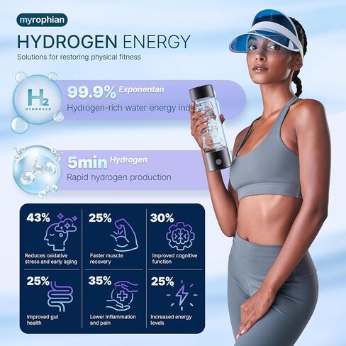 Hydrogen Water Bottle Generator - Molecular Water Machine Ionizer Up to 3000 PPB & SPE/PEM Technology, Kangen Smart Water Bottle and Boosted Oxygen in Saudi Arabia