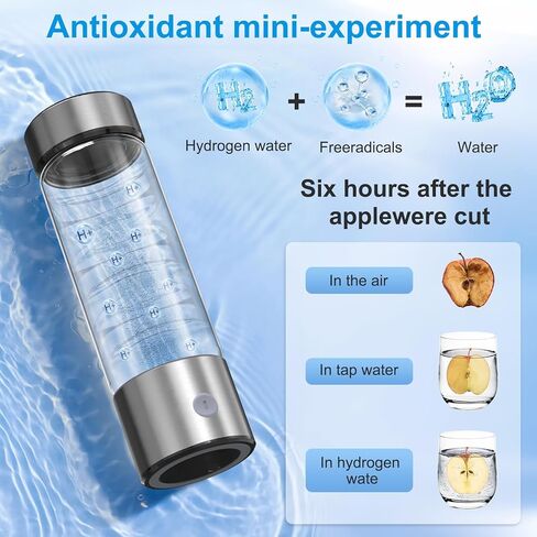 Hydrogen Water Bottle with SPE PEM Technology, 3Min 6000PPB，460ml Portable Hydro Water Machine, Health Care Gifts for Husband, Wife, Family, Friends, Travel（Included Brush） in Saudi Arabia