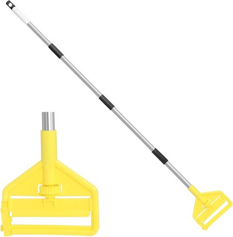 مقبض ممسحة تجارية شديدة التحمل - استبدال مقبض ممسحة عمود تمديد قابل للتعديل مقاس 58 بوصة، حامل بديل لرأس المماسح الرطبة لتنظيف الأرضيات الاحترافية/الصناعية (أصفر) in Kuwait