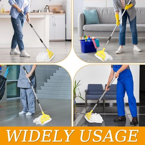 مقبض ممسحة تجارية شديدة التحمل - استبدال مقبض ممسحة عمود تمديد قابل للتعديل مقاس 58 بوصة، حامل بديل لرأس المماسح الرطبة لتنظيف الأرضيات الاحترافية/الصناعية (أصفر) in Kuwait