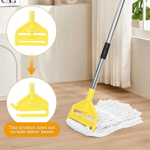 مقبض ممسحة تجارية شديدة التحمل - استبدال مقبض ممسحة عمود تمديد قابل للتعديل مقاس 58 بوصة، حامل بديل لرأس المماسح الرطبة لتنظيف الأرضيات الاحترافية/الصناعية (أصفر) in Kuwait