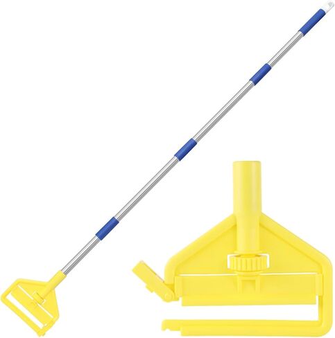 مقبض ممسحة تجارية شديدة التحمل - عصا ممسحة صناعية بطول 58 بوصة مع حامل بديل لرأس الممسحة الرطبة لتنظيف الأرضيات الاحترافية والصناعية، أصفر in Kuwait