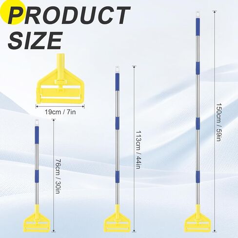 مقبض ممسحة تجارية شديدة التحمل - عصا ممسحة صناعية بطول 58 بوصة مع حامل بديل لرأس الممسحة الرطبة لتنظيف الأرضيات الاحترافية والصناعية، أصفر in Kuwait