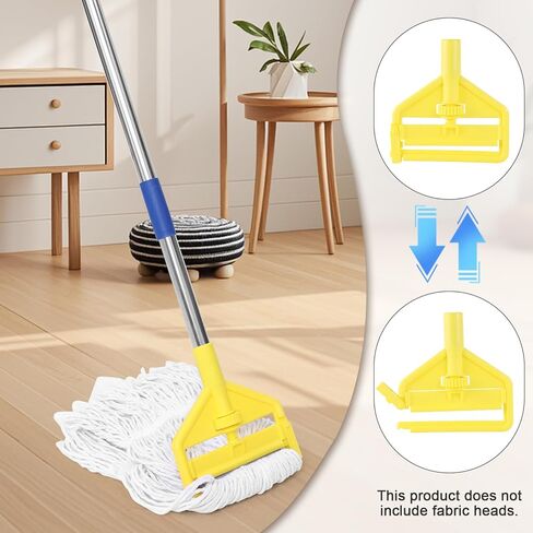 مقبض ممسحة تجارية شديدة التحمل - عصا ممسحة صناعية بطول 58 بوصة مع حامل بديل لرأس الممسحة الرطبة لتنظيف الأرضيات الاحترافية والصناعية، أصفر in Kuwait