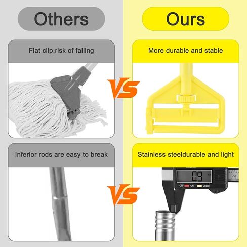 مقبض ممسحة تجارية شديدة التحمل - عصا ممسحة صناعية بطول 58 بوصة مع حامل بديل لرأس الممسحة الرطبة لتنظيف الأرضيات الاحترافية والصناعية، أصفر in Kuwait