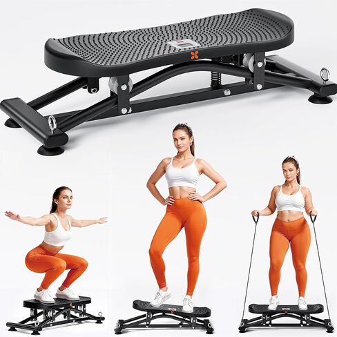 Balance Board for Adults, Rocking Stepper with Resistance Bands, Portable Wobble Board with LCD Monitor, 300 lbs Capacity Ski Trainer for Full Body Workout at Home Gym in Saudi Arabia
