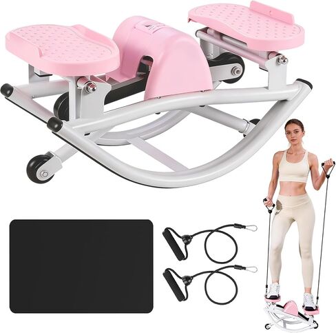 Rock Stepper - Steppers for Exercise at Home, Portable Stepper Side to Side with Digital Display & Resistance Bands, 330 LBS Capacity Full Body Workout Low-Impact Knee-Friendly 3D Stair Stepper in Kuwait
