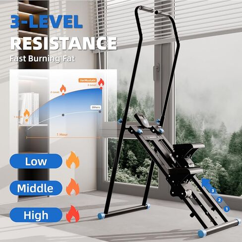 Stair Stepper with Resistance, Home Gym Stair Stepper, Folding Vertical Climber Cardio Exercise Machine, Stair Climber for Full Body Workout with Noise-Free Experience, Adjustable Handlebar & Pedals in Saudi Arabia