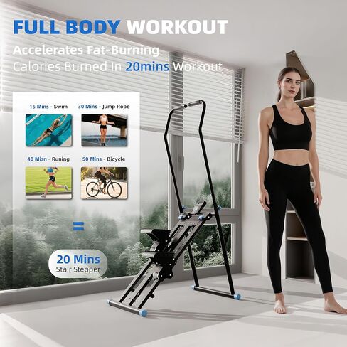 Stair Stepper with Resistance, Home Gym Stair Stepper, Folding Vertical Climber Cardio Exercise Machine, Stair Climber for Full Body Workout with Noise-Free Experience, Adjustable Handlebar & Pedals in Saudi Arabia