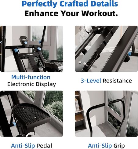 Stair Stepper with Resistance, Home Gym Stair Stepper, Folding Vertical Climber Cardio Exercise Machine, Stair Climber for Full Body Workout with Noise-Free Experience, Adjustable Handlebar & Pedals in Saudi Arabia