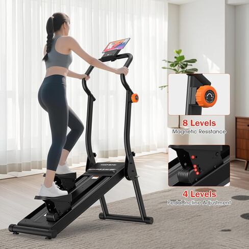 YCCHENG جهاز ستاير مغناطيسي مع 8 مستويات مقاومة قابلة للتعديل، متسلق عمودي مع شاشة LED لصالة الألعاب الرياضية المنزلية، جهاز Stairmaster قابل للطي بسعة 350 رطل in Kuwait