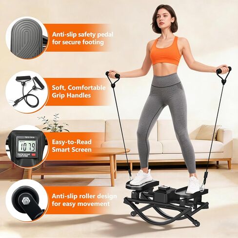 ERGOLIFE جهاز هزاز من الجانب إلى الجانب للمنزل، آلة تمرين محمولة مدمجة من الجانب إلى الجانب للساقين والأرداف وعضلات البطن in Saudi Arabia