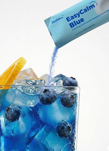 Easy Calm Blue - Calming Drink Mix with Magnesium KSM-66 Ashwagandha & Blue Spirulinac L-theanine Lion's Mane Mushroom GABA Vitamin D3 Supports Cortisol Balance Mood Sleep in Saudi Arabia