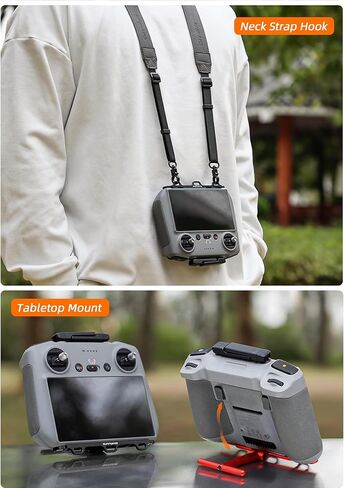 BTG DJI RC 1/RC 2 Remote Controller Handle Mount & Lanyard Neck Strap for DJI Mini 4 Pro/Air 3 3S /Mini 3 Pro/Mavic 3 Classic Pro Controller Accessories Lanyard (Black) in Kuwait