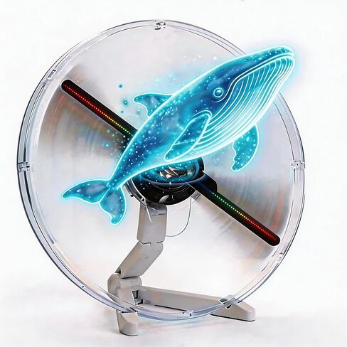 12.6 Inch 3D Hologram Fan with Protective Cover and Desktop Stand, WiFi App Controlled Holographic Display with Remote for Store Counter, Reception Desk, Booth and Indoor Display in Saudi Arabia