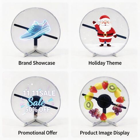 12.6 Inch 3D Hologram Fan with Protective Cover and Desktop Stand, WiFi App Controlled Holographic Display with Remote for Store Counter, Reception Desk, Booth and Indoor Display in Saudi Arabia
