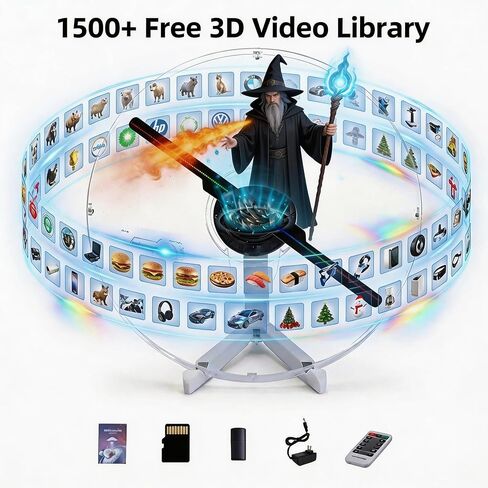 12.6 Inch 3D Hologram Fan with Protective Cover and Desktop Stand, WiFi App Controlled Holographic Display with Remote for Store Counter, Reception Desk, Booth and Indoor Display in Saudi Arabia