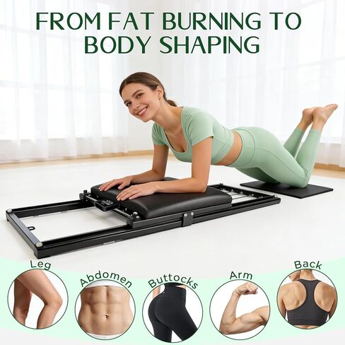 Pilates Board, Foldable Pilates Reformer Set, Multi-Purpose Iron Extended Pilate Equipment, 7-in-1 Pilate Machines for Home Use, with Pilates Bar, Resistance Bands in Kuwait