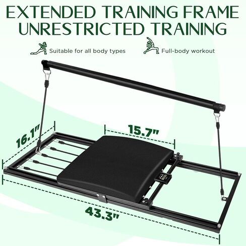 Pilates Board, Foldable Pilates Reformer Set, Multi-Purpose Iron Extended Pilate Equipment, 7-in-1 Pilate Machines for Home Use, with Pilates Bar, Resistance Bands in Kuwait