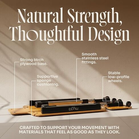 Myga Wooden Pilates Reformer,Home Pilates Machine with Adjustable Resistance and Padded Handles,Compact Durable Reformer for Core Strength, Full Body Workout,Toning and Flexibility in Saudi Arabia