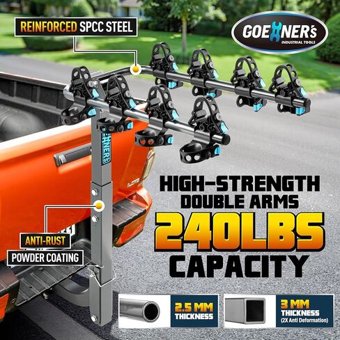 Bike Rack Hitch Mount 4 Bikes (240lbs Capacity), Bike Rack for Car Made with Heavy-Duty Steel, Dual Cradle Systems, Bicycle Carrier for Car, SUV, Truck 2" Receiver in Kuwait