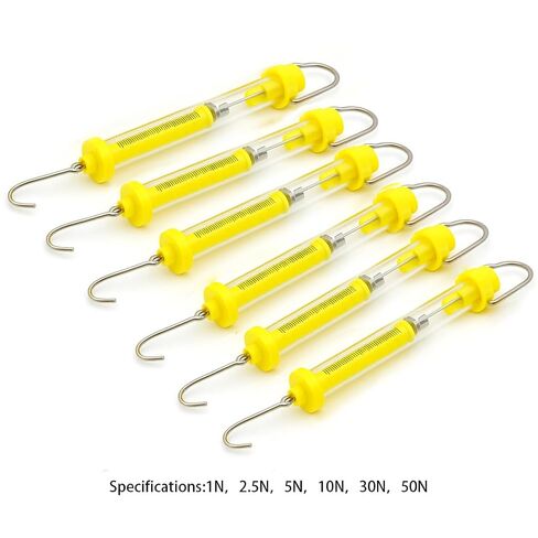مجموعة من 6 موازين زنبركية بلاستيكية أنبوبية، 1N–50N نيوتن وجرام، مجموعة مقياس قوة ديناميكي تعليمي لفصول الفيزياء والتجربة العلمية واستخدام مختبر الطلاب in Kuwait
