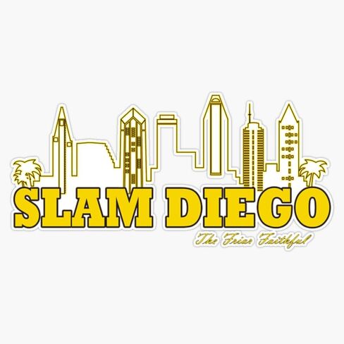 Slam Diego, San Diego City Skyline, The Friar Faithful, San Diego, San Diego Padres, Gift for fan Window Water Bottle Bumper Sticker Decal 5" in Saudi Arabia