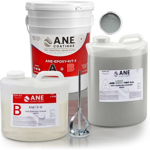 Self Leveling Epoxy Resin Kit – ANE Garage Floor Epoxy Kit Spreads Seamlessly. Durable, Industrial Grade Clear Epoxy Resin for Concrete Floors and Countertops - Light Grey in Saudi Arabia
