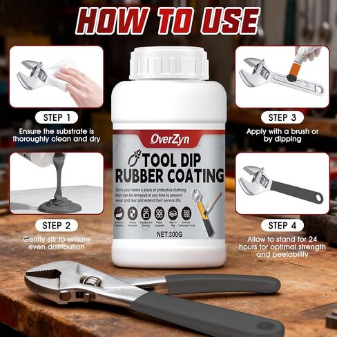 10.5 Oz 10.5 Oz Rubber Dip for Tools, Liquid Rubber dip, Tool Handle Dip Coating Wear-Resistant and Non-Slip Easily Peelable for Tools DIY Craft Temporary Protection, Grey in Kuwait