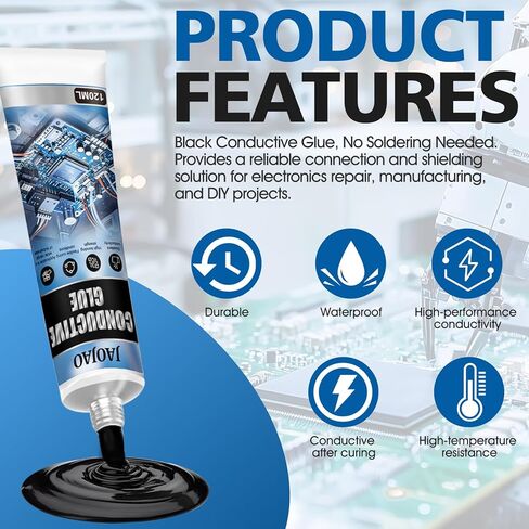 JAOJAO Conductive Glue, Conductive Glue for Electronics Electrically Conductive Adhesive Conductive Performance After Curing Strong Adhesion for Connecting Shielding Fixing Circuits, 120ml in Kuwait