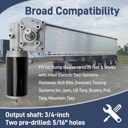 600W Universal 12V Electric Tarp System Motor for Dump Truck 1.5HP 50:1 Trailer Tarp Motor with Chrome Cover in Saudi Arabia