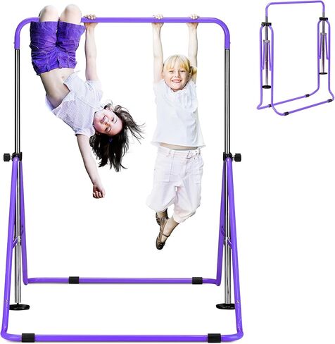 outdoor basic Gymnastics Bar for Kids Adjustable Height Horizontal Bar with Foldable Design Home Training Equipment for Ages 3-15 Years Old in Kuwait