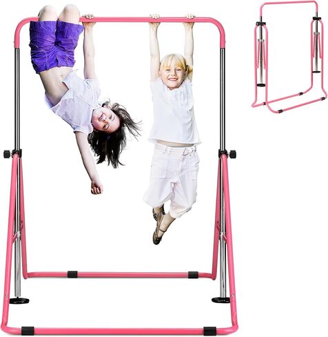 outdoor basic Gymnastics Bar for Kids Adjustable Height Horizontal Bar with Foldable Design Home Training Equipment for Ages 3-15 Years Old in Saudi Arabia