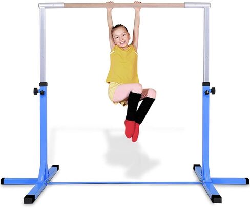 Costzon Gymnastic Training Bar, 3' to 5' Height Adjustable 1-4 Levels Exercise Kip Bar w/Double Locking Mechanism, Ideal for Indoors, Home, Gym Practice, Junior Horizontal Bar for Boys& Girls in Saudi Arabia