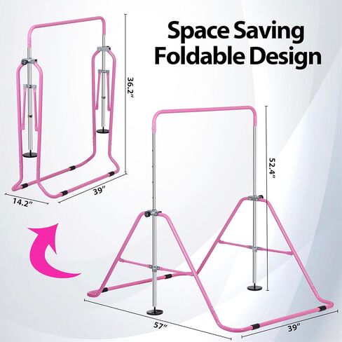 نوفا اللوازم الطبية شريط الجمباز للأطفال ارتفاع قابل للتعديل تدريب جونيور كيب بار للمنزل للطي الجمباز القضبان الأفقية معدات تدريب الجمباز للمنزل وصالة الألعاب الرياضية in Kuwait