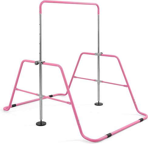 Cap Horizontal Adjustable Gymnastics Bar for Kids – Foldable Gymnastics Equipment, Adjustable Height, Indoor Gym Training Bar - Pink in Saudi Arabia