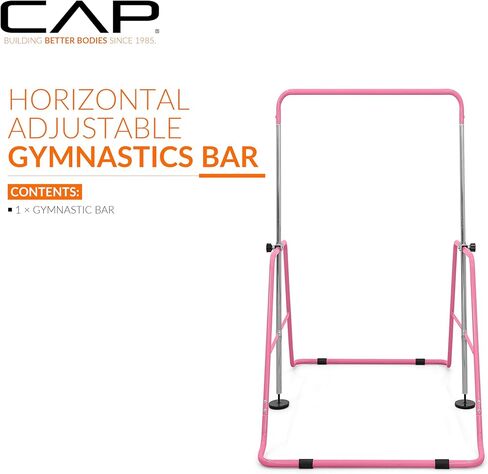 Cap Horizontal Adjustable Gymnastics Bar for Kids – Foldable Gymnastics Equipment, Adjustable Height, Indoor Gym Training Bar - Pink in Saudi Arabia