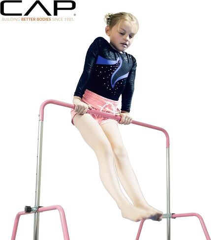 Cap Horizontal Adjustable Gymnastics Bar for Kids – Foldable Gymnastics Equipment, Adjustable Height, Indoor Gym Training Bar - Pink in Saudi Arabia