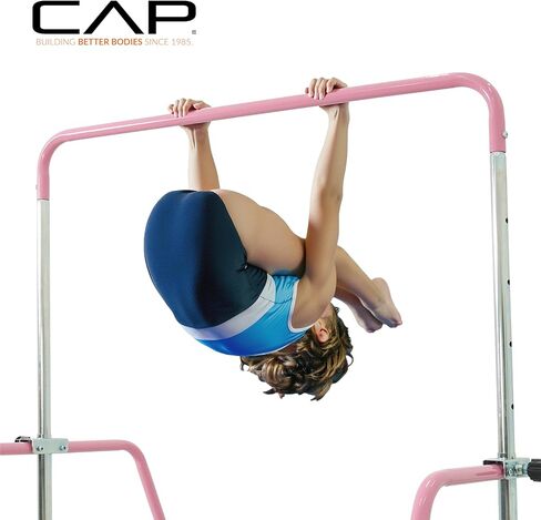 Cap Horizontal Adjustable Gymnastics Bar for Kids – Foldable Gymnastics Equipment, Adjustable Height, Indoor Gym Training Bar - Pink in Saudi Arabia