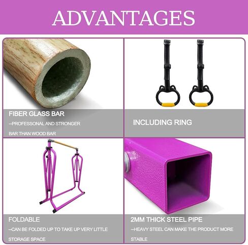 بار كيب للجمباز قابل للطي والتحرك، شريط أفقي للأطفال والبنات الصغار، معدات رياضية غير متذبذبة للمنزل في الداخل، ارتفاع قابل للتعديل من 3 إلى 5 بوصات، للاعبي الجمباز من 1 إلى 4 مستويات، سعة وزن 300 رطل... in Kuwait
